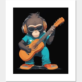 Monkey Plays Guitar Posters and Art